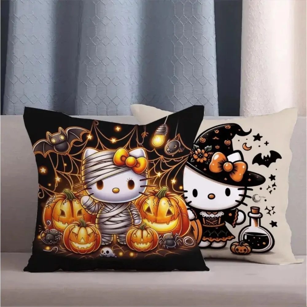 Hello Kitty Halloween Pillow Covers Set of 2 18x18 Mummy Witch Pumpkin